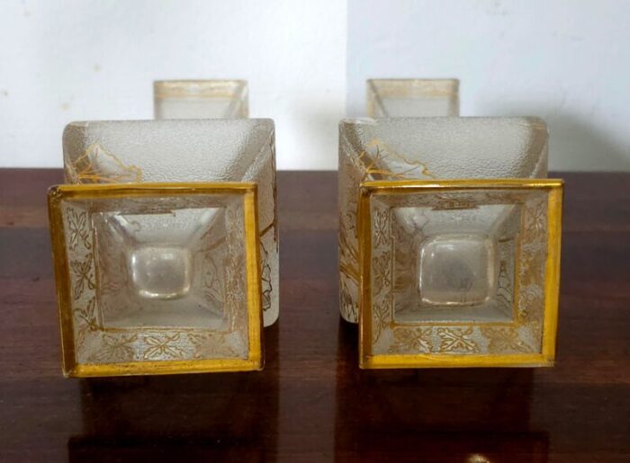 pair of 19th century baccarat gilt and etched frosted glass vases 0524