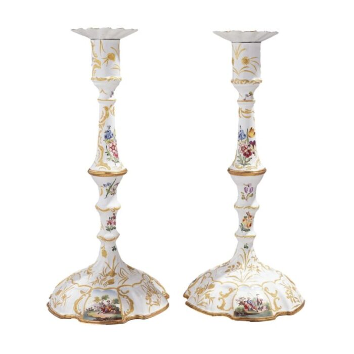 pair of english rococo battersea candlesticks c 1760 65 9289