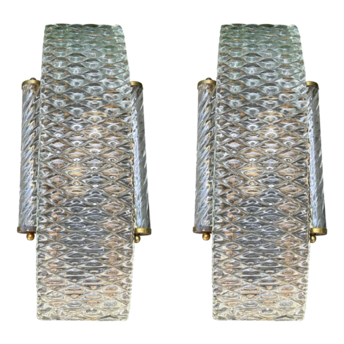 pair of late 20th century art deco style murano glass sconces 7328