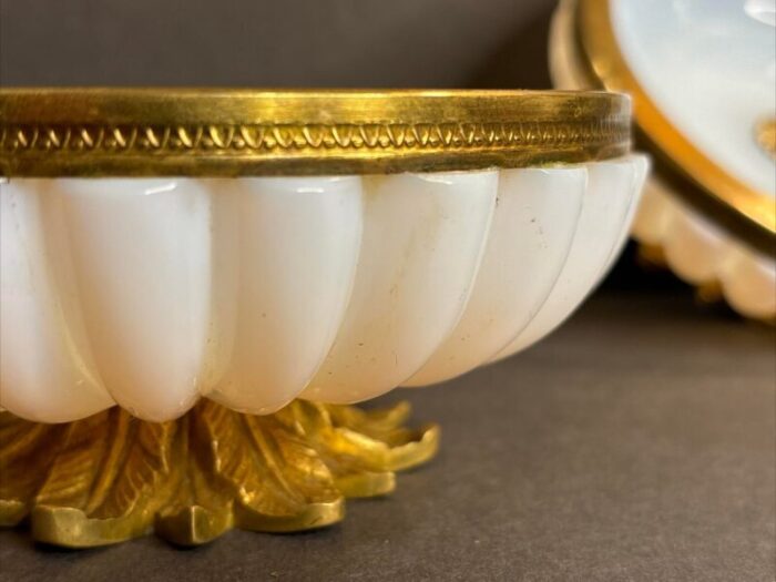 pair of opaline glass footed bowls brass mounts france circa 1940 6701