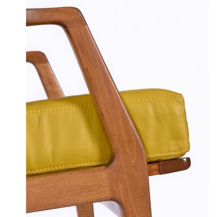 pair of restored mid century modern lawrence peabody lounge chairs in new yellow leather 6265