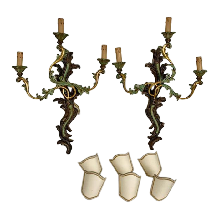 pair of rococo italian sconces by chelini circa 1950 7239