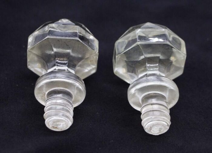 pair of vintage clear glass cabinet drawer knobs 1689