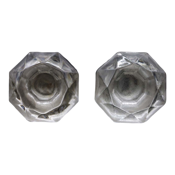 pair of vintage clear glass cabinet drawer knobs 8835