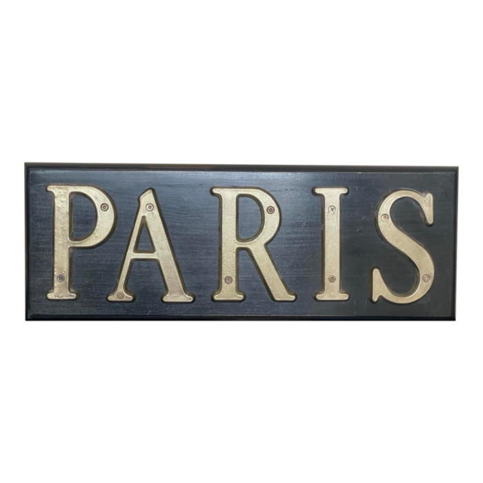 paris wall sign plaque with brass letters 0898