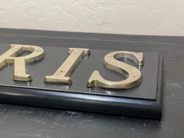 paris wall sign plaque with brass letters 1186