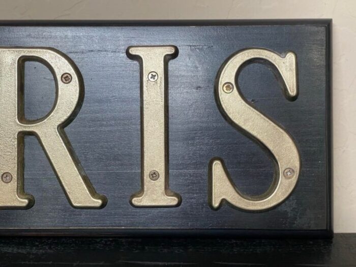 paris wall sign plaque with brass letters 2586