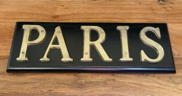 paris wall sign plaque with brass letters 4268