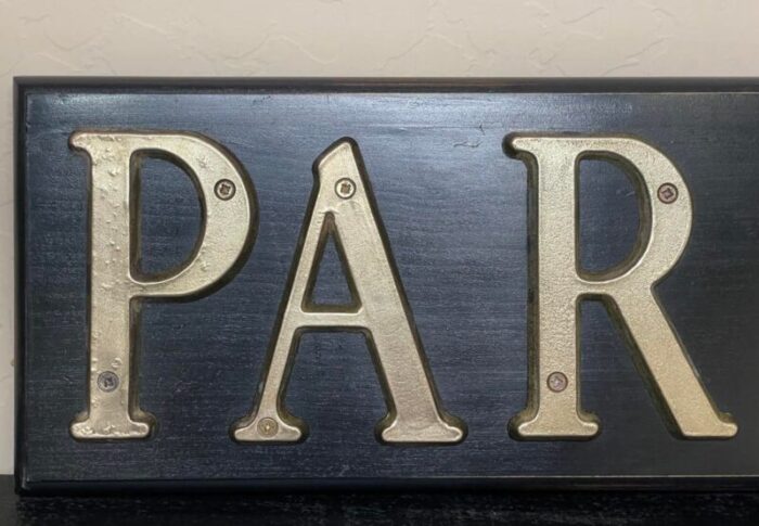 paris wall sign plaque with brass letters 6417