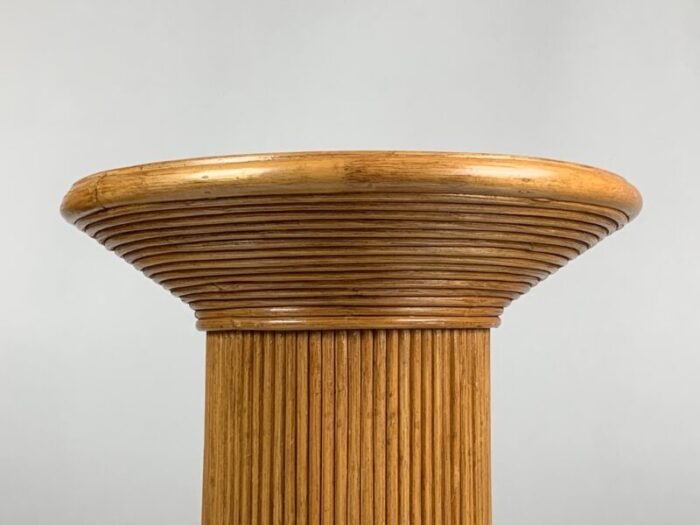 pencil reed ratten bamboo coastal side table in the style of vivai del sud italy 1970s 2152