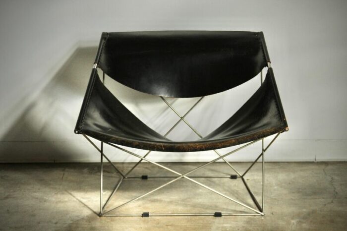 pierre paulin 1st generation leather butterfly lounge chair for artifort 1963 2607