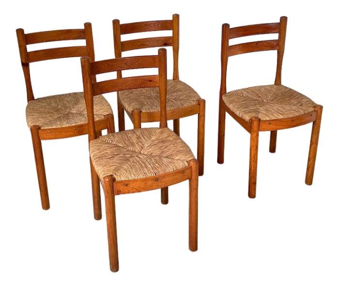 pine and rope chairs from maison regain 1950s set of 4 3807