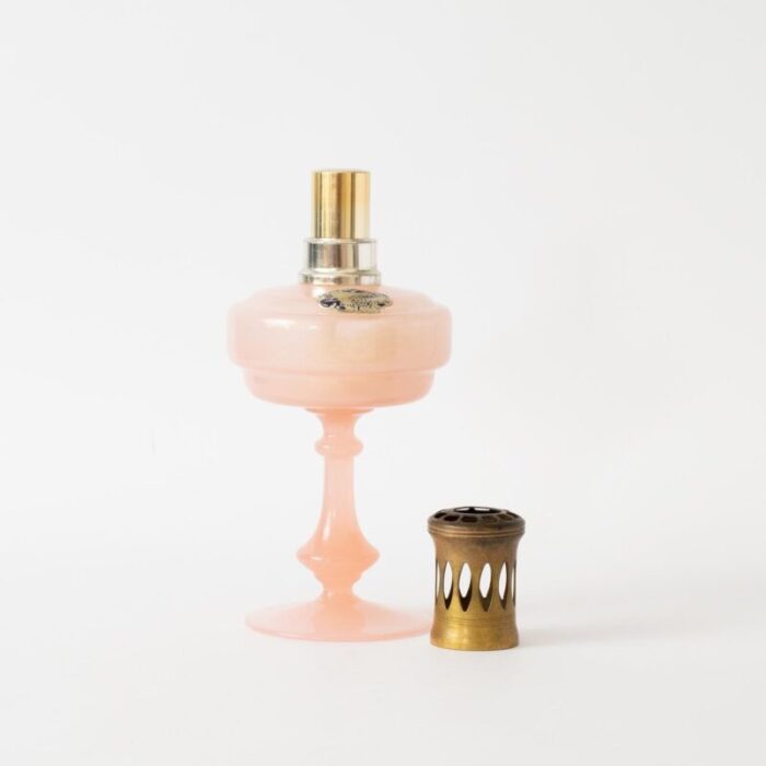 pink opaline glass fragrance lamp from verrerie de portieux and lampe berger 1950s 2