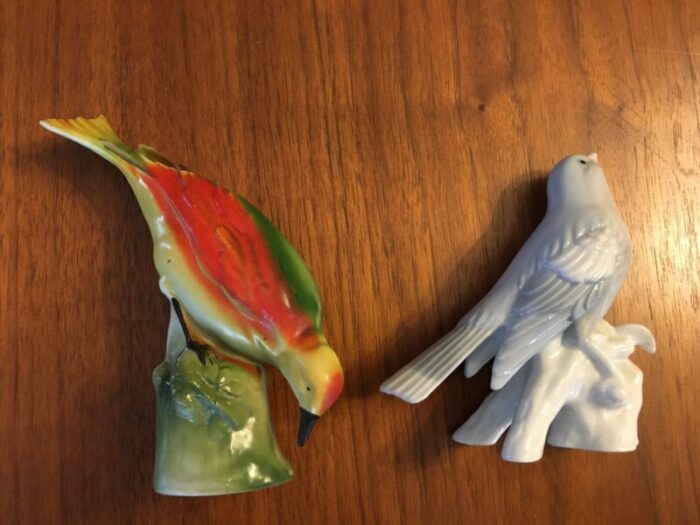 porcelain birds 1950s set of 2 4