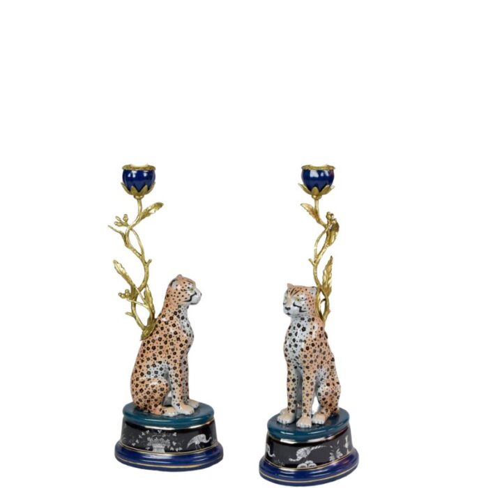 porcelain leopard bronze candlestick from klevering 1