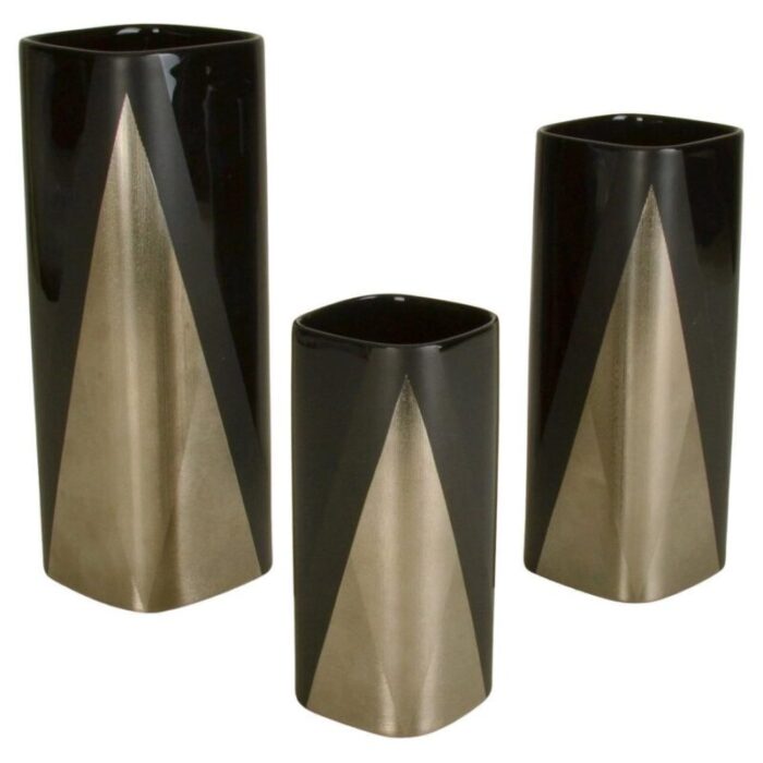 porcelain noire studioline vases by dresler for rosenthal set of 3 1