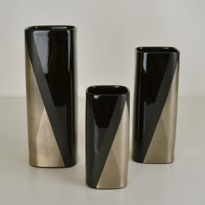 porcelain noire studioline vases by dresler for rosenthal set of 3 10