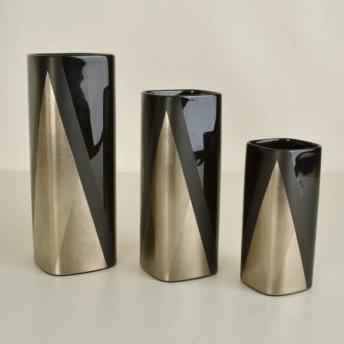 porcelain noire studioline vases by dresler for rosenthal set of 3 6