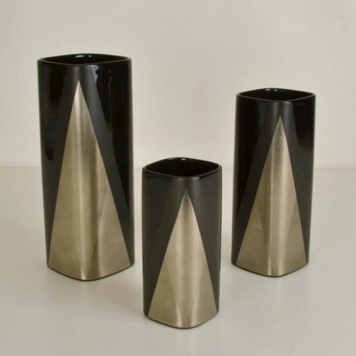 porcelain noire studioline vases by dresler for rosenthal set of 3 7