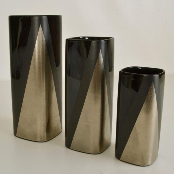 porcelain noire studioline vases by dresler for rosenthal set of 3 8