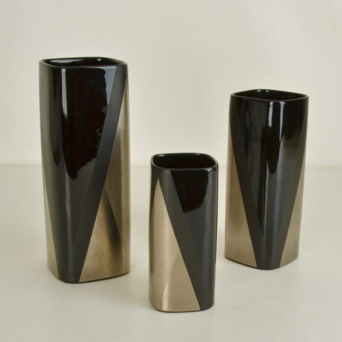 porcelain noire studioline vases by dresler for rosenthal set of 3 9