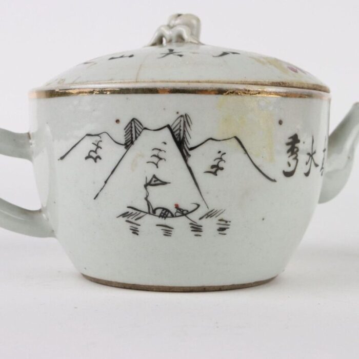 porcelain teapot with river landscape 7