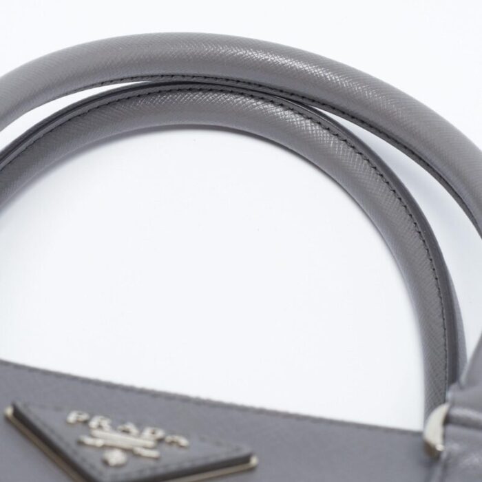 prada grey saffiano leather small double zip tote 4238