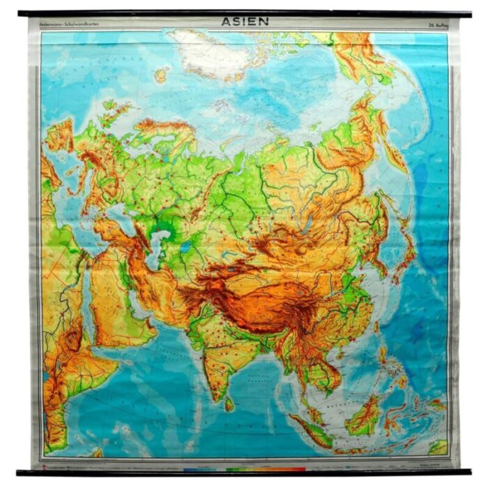 pull down print map of asia 1