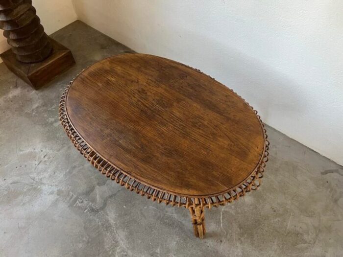 rattan coffee table from dlg jeanine abraham 1950s 1199