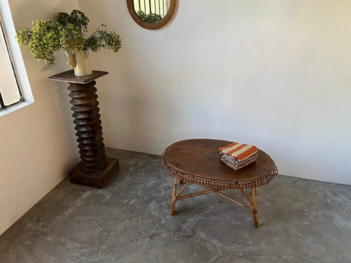 rattan coffee table from dlg jeanine abraham 1950s 1688