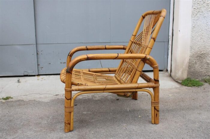 reclining bamboo armchair italy 1950 8754