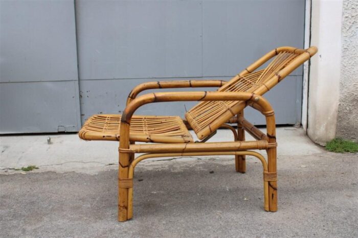 reclining bamboo armchair italy 1950 9373