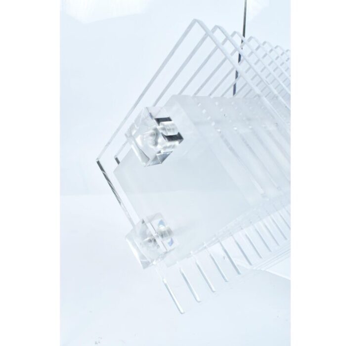 rectangular clear acrylic lucite dining table with diamond shaped prism center 5036