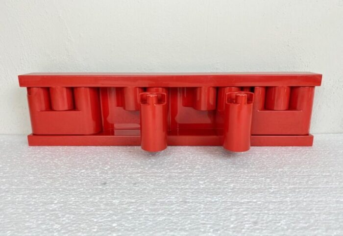 red plastic minivip wall coat rack by benanti brunori for velca italy 1970 6