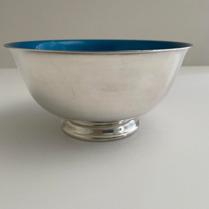 reed and barton silverplate and blue enamel revere bowl 3178