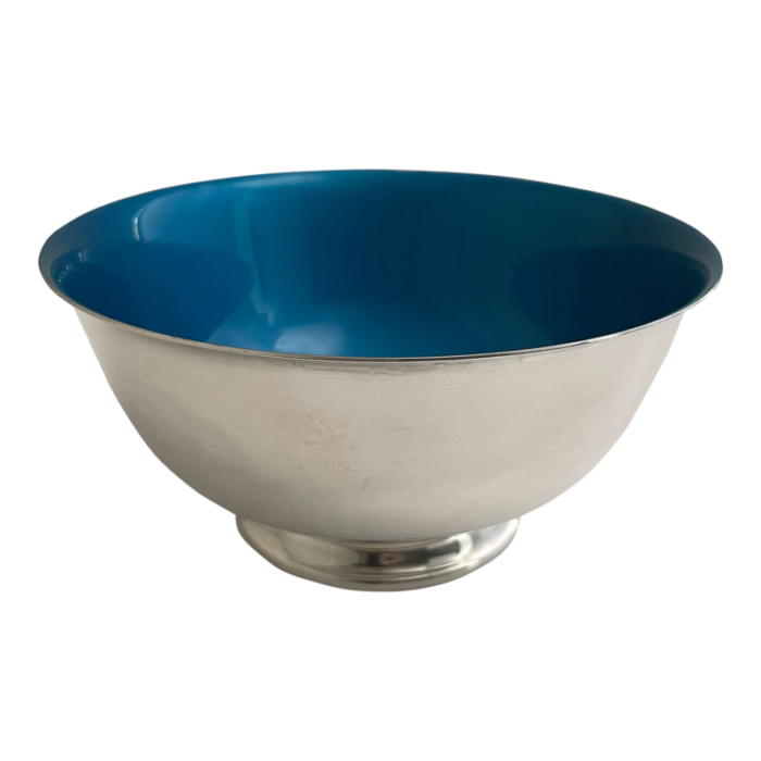 reed and barton silverplate and blue enamel revere bowl 7756