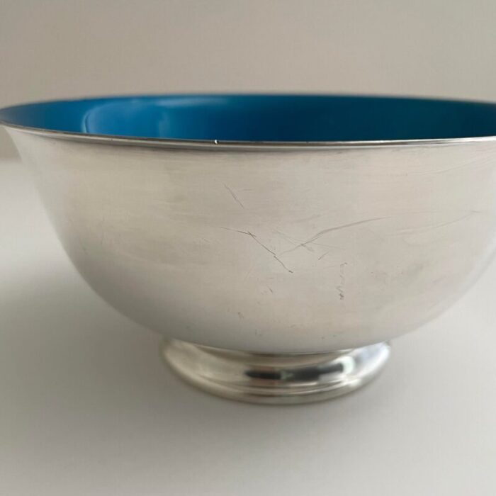 reed and barton silverplate and blue enamel revere bowl 9331