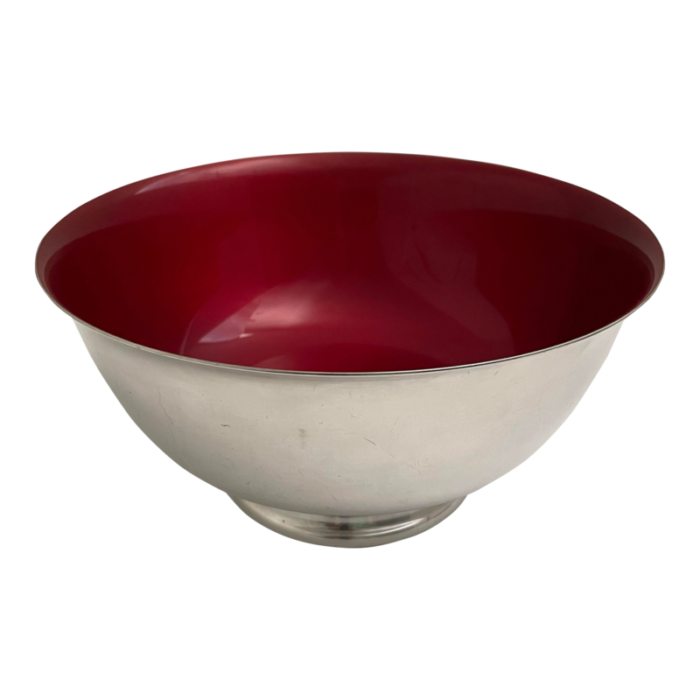 reed and barton silverplate and red enamel revere bowl 3855