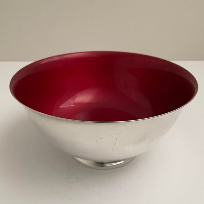 reed and barton silverplate and red enamel revere bowl 4199