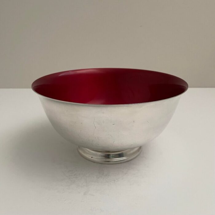 reed and barton silverplate and red enamel revere bowl 9054