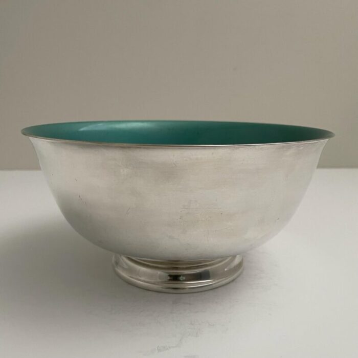 reed and barton silverplate and turquoise enamel revere bowl 2635