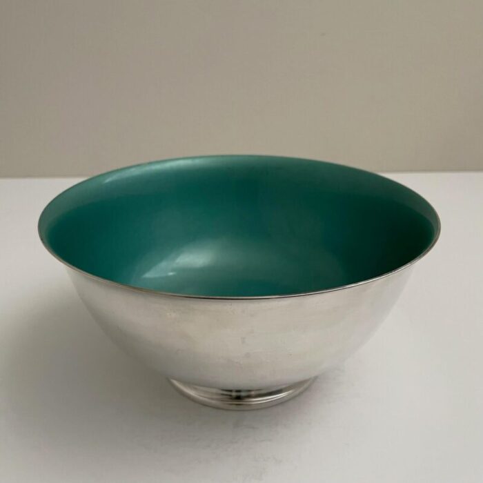 reed and barton silverplate and turquoise enamel revere bowl 3652