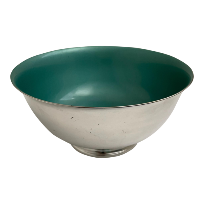 reed and barton silverplate and turquoise enamel revere bowl 3864