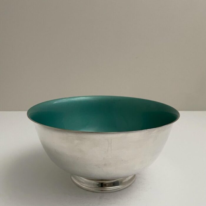 reed and barton silverplate and turquoise enamel revere bowl 8396