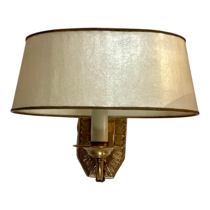 regency style gilt bronze wall light sconce w custom shade 1859