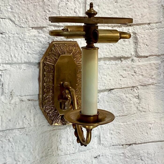 regency style gilt bronze wall light sconce w custom shade 6480