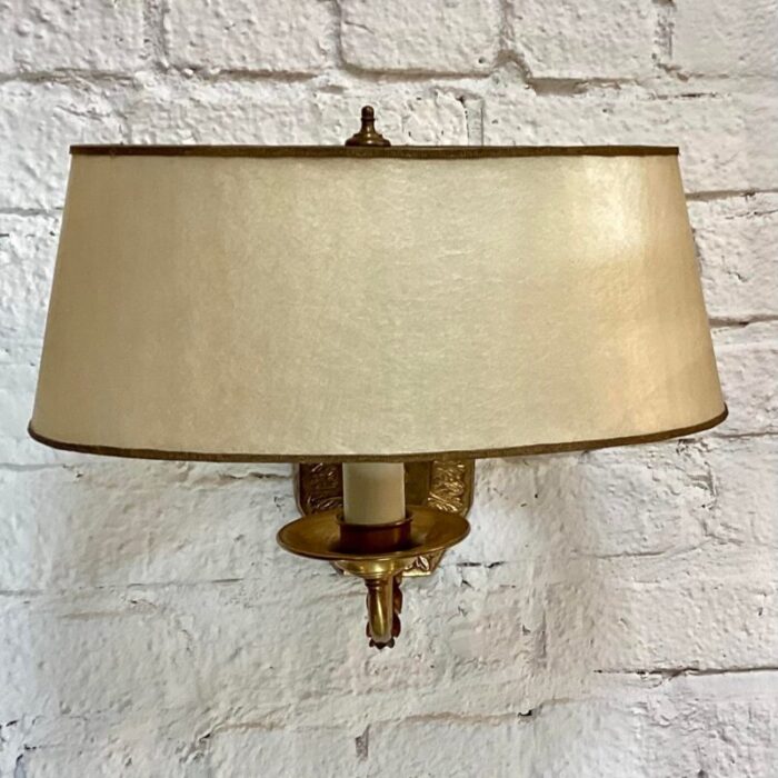 regency style gilt bronze wall light sconce w custom shade 7129