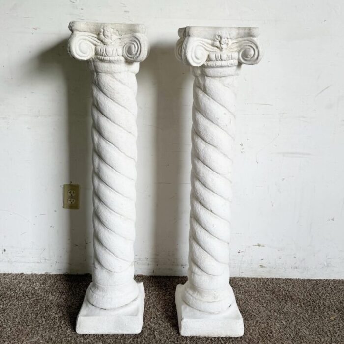 regency white plaster columns pedestals a pair 0570