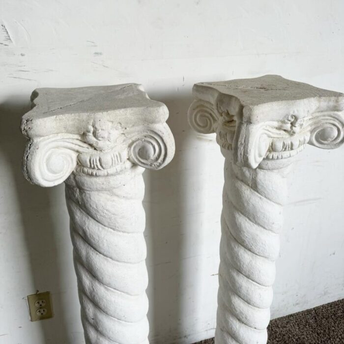 regency white plaster columns pedestals a pair 0822