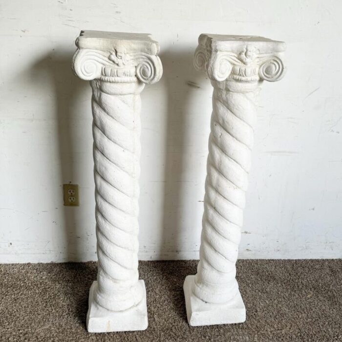 regency white plaster columns pedestals a pair 2104